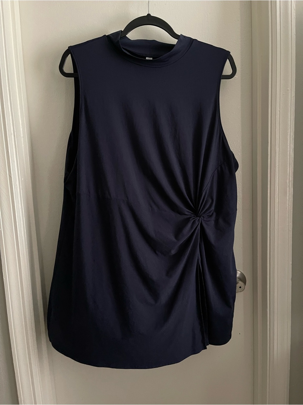 SPANX Sleeveless Butter Asymmetrical Tank Top in Navy Women's Top 1X